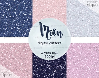 Glitter Texture Digital Paper: Blue, Pink, Moon, Space (JPEG)
