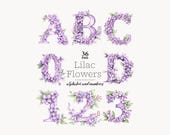Lilac Alphabet printable Lavender Flower Letters Purple Spring Summer alphabet png