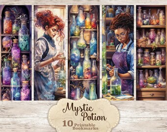 Mystic Potion Bookmarks: Alchemical Collage Sheet (Digital Download)