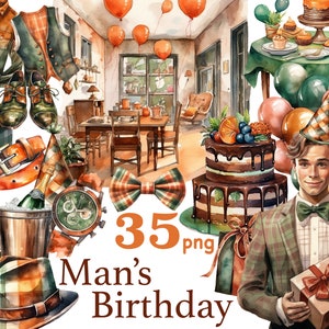 Clipart anniversaire homme, clipart anniversaire homme, clipart anniversaire mari, clipart anniversaire papas, png sublimation anniversaire, clipart gentleman