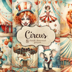 Circus Junk Journal Pages, Vintage Ephemera, Carnival Scrapbook Paper, Carnival Junk Journal, Clown Collage Sheet, Funfair Junk Journal