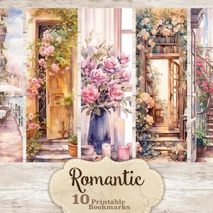 marcadores românticos para impressão, marcador para livros de romance, marcador de romance de fantasia, marcadores domésticos aconchegantes, folhas de marcadores românticos, coisas efêmeras