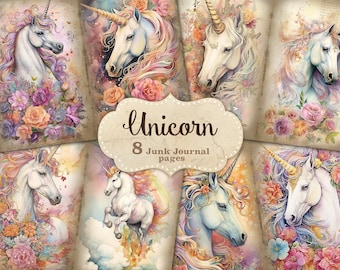 Unicorn Junk Journal Kit: Rainbow Scrapbook Paper (Digital Download)