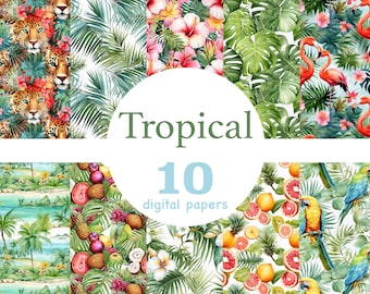 Tropical Seamless Pattern: Summer Fruits & Leopard Print (Digital Paper)