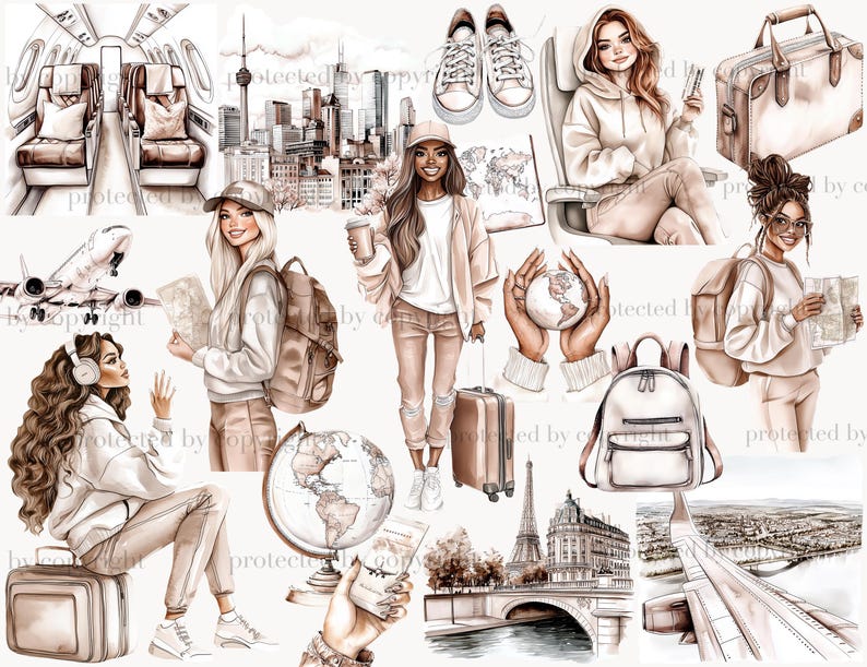 Travel Clipart: Vacation Adventure PNG Graphics (Digital Download) image 4