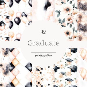 Papier et motif pour l'obtention du diplôme, fonds de casquette et de robe de fin d'études, JPEG sans couture pour l'obtention du diplôme d'études secondaires et 2025, papier de remise des diplômes, téléchargement numérique