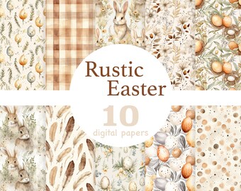 Rustic Easter Seamless Paper: Floral Bunny Eggs (Digital Download)