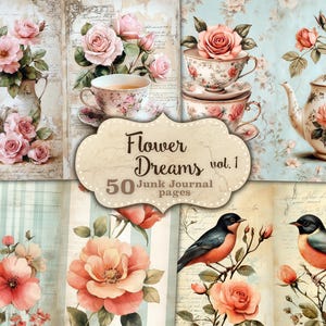 Flower Dreams ongewenste dagboekpagina's bloemen ephemera lente ongewenste dagboek zomer ongewenste dagboek bloemen ongewenste dagboek bloemen ongewenste dagboek vogels