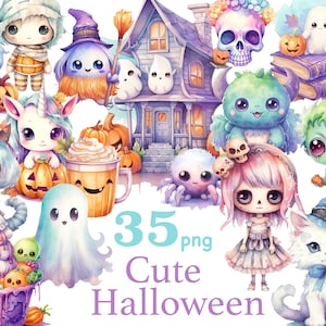 Niedliche Halloween Clipart, Pastell Halloween Clipart, kleine Monster Clipart, kawaii Halloween Clipart, niedliche Vampire Bat Ghost Clipart png