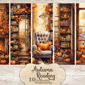 Signets imprimables de lecture d'automne, automne automne, recoin douillet signets imprimables, livres de signets imprimables et imprimables botaniques