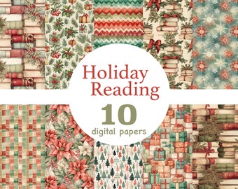 Christmas Vintage Paper: Holiday Reading Seamless Patterns (Digital Paper)