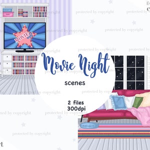 Imágenes prediseñadas de escenas nocturnas de cine, imágenes prediseñadas de fin de semana, imágenes prediseñadas Relax, imágenes prediseñadas de fin de semana, imágenes prediseñadas de día libre, imágenes prediseñadas de fiesta de pijama, fondo de cine