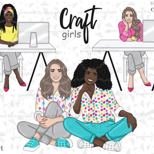 Crafty Girls Clipart: Scrapbook & Planner Graphics (PNG Files)