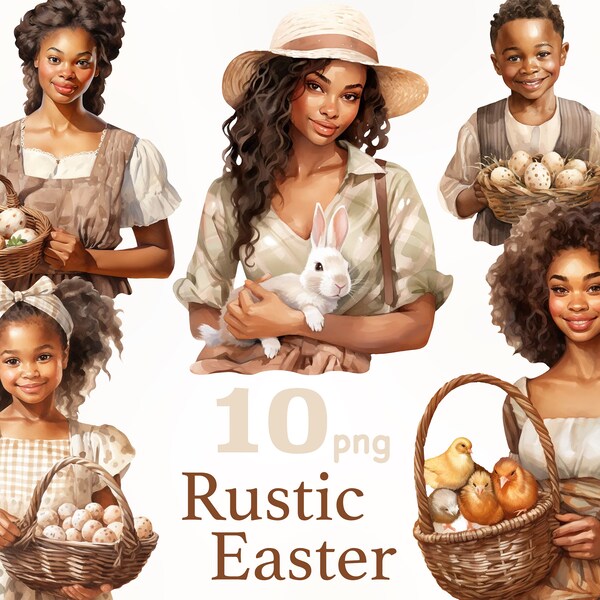 Rustic Easter clipart, Easter black girls clipart, Easter black woman clipart, Easter black woman png, Spring woman clipart, spring girl png