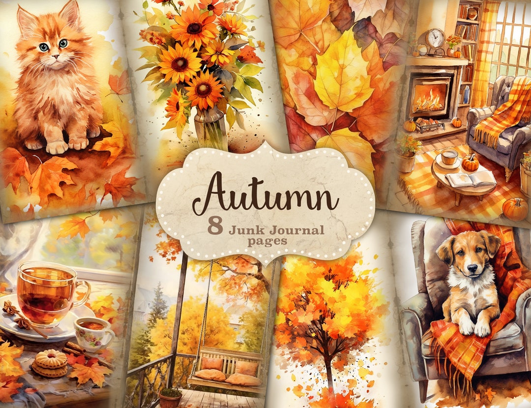 Autumn Junk Journal Paper, Fall Printable Journal, Autumn Leaves ...