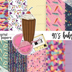 90s digital pattern, 90s digital papers, retro paper, nostalgia Digital Paper, 80s digital paper, 80s digital pattern, back to 90s paper