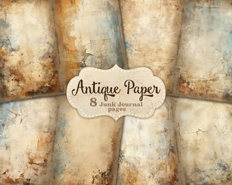 Páginas de diario basura de papel antiguo, kit de diario basura retro, papel de diario basura imprimible, kit de álbum de recortes con decoupage, arte digital con papel vintage