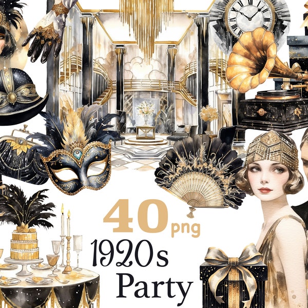 1920er Jahre Party png, Retro Hochzeit Einladung Clipart, Flapper Girl Clipart, Glamorous Girl Clipart, Flapper Einladung PNG, Party Girls Clipart