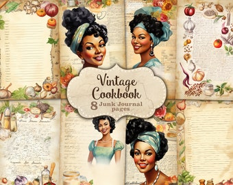 Vintage Cookbook Junk Journal: Recipe & Kitchen Ephemera (Digital Download)