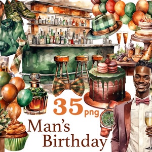 Schwarzer Mann Geburtstag Clipart, alles Gute zum Geburtstag Clipart, Geburtstag Party Clipart, Geburtstag Planer Grafik, Geburtstag schwarzer Mann Clipart, männlich Clipart