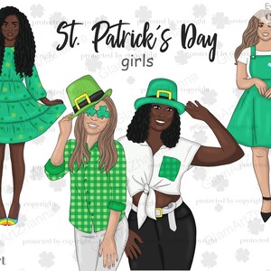 Mädchen Mode ClipArt, St. Patricks Tag Clipart, St. Patricks Day Design, St. Patricks Day Illustrationen, Regenbogen Kobold png