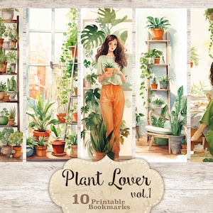 Marcador amante de las plantas, Chica amante de las plantas, Marcadores botánicos imprimibles, Conjunto de marcadores para imprimir y cortar, Marcadores de plantas para el hogar, Descarga de marcadores