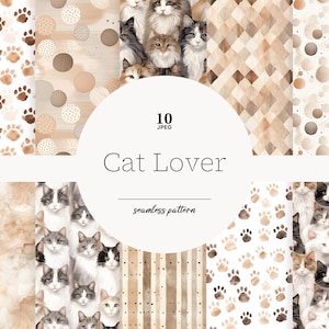 Modèle numérique d'animaux de compagnie, papier sans couture d'animal de compagnie, modèle numérique de chat, papier sans couture de chat, fond d'amant de chat, fond d'animal, téléchargement numérique