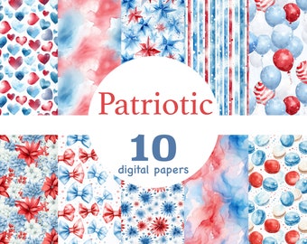 Patriotic digital paper, Patriotic seamless pattern, 4th of July digital paper, 4th of July seamless pattern, Independence Day digital paper