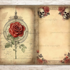 Skulls and Roses Junk Journal: Gothic Collage Pages (digital Download ...