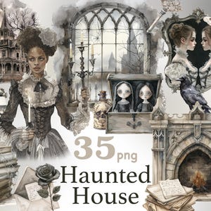 Spookhuis clipart, spookhuis clipart, eng huis clipart, gotische zwarte meid png, heks clipart, vampier clipart, griezelige clipart