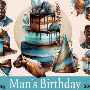 Man’s Birthday clipart, Dads Birthday clipart, black man birthday clipart, Husband Birthday clip art, Boy Birthday Clipart, Birthday Clipart