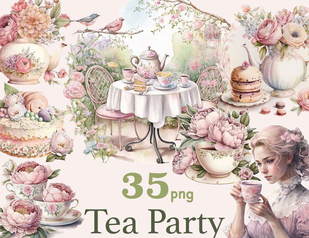 Vintage Rose Teacup Clipart, Victorian Tea Clipart, Teacup Clipart for ...