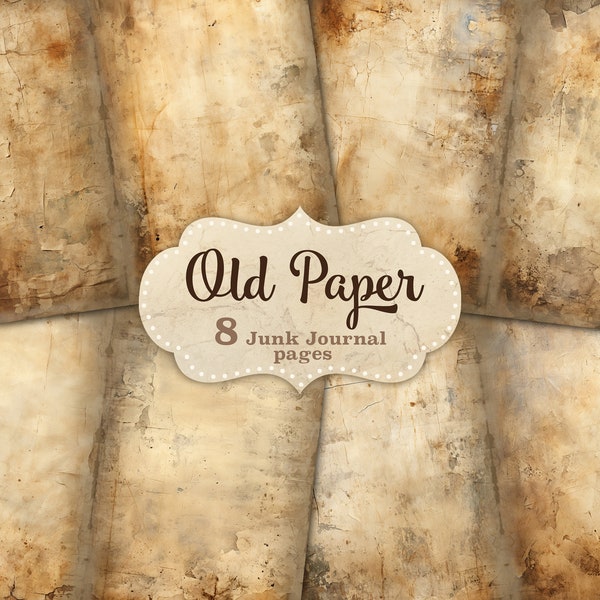 Old Paper Junk Journal Pages, Vintage Sepia Textures, Vintage Paper Background Set, Decoupage Junk Journal, Journal Blank Background Pages