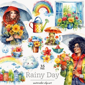 雨の日クリップアート、雨の窓クリップアート、かわいい雲 png、傘を持った女の子 png、傘を持った黒人の女の子クリップアート、傘を持った黒人女性