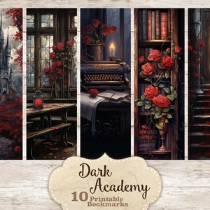 Dark academy Lesezeichen, druckbare Lesezeichen für Frauen, druckbare Lesezeichen Set, Dark academy printable, Aquarell Lesezeichen, Ephemera, diy