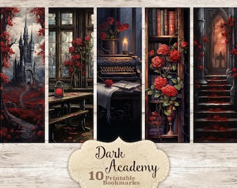 Dark Academy Bookmarks: Watercolor Printable Set (Digital Download)