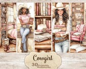 Cowgirl Bookmarks Printable Wild West Fantasy Designs Book Lover Gift