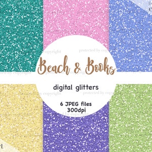 Brillo digital de playa y libros, Brillo brillante para pegatinas de planificador, brillo digital pastel, brillo digital dulce, Fondo brillante