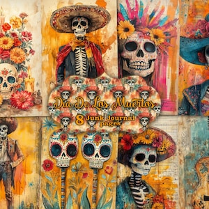 Dia De Los Muertos Junk Journal Pages: Sugar Skull Printable (Digital Download)