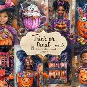 Image Halloween de journal indésirable pour feuille de collage Femme noire effrayante éphémère à télécharger Fond de maison Halloween imprimable