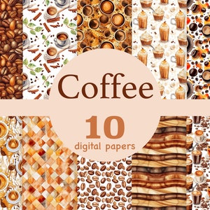Kaffee digitales Papier, Kaffee digitales nahtloses Muster, Kaffee Hintergrund, Kaffeebohne druckbare Textur, Kaffee Scrapbook Papier, Kaffee jpeg
