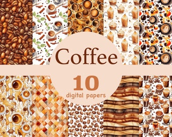 Coffee Digital Paper: Seamless Bean Texture (JPEG, 12x12 in)