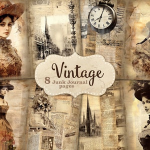 Vintage vrouw junk Journal pagina, Ephemera, krant Junk Journal papier, Victoriaanse junk Journal, oude papieren achtergronden, digitale download