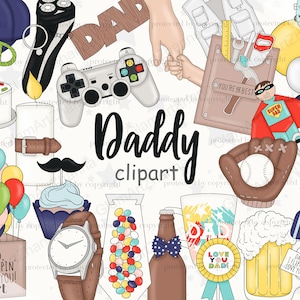 Clipart do Dia dos Pais, download digital do Dia dos Pais, melhor clipart do pai para adesivos de planejador, clipart para crianças e pais, clipart para festa dos pais