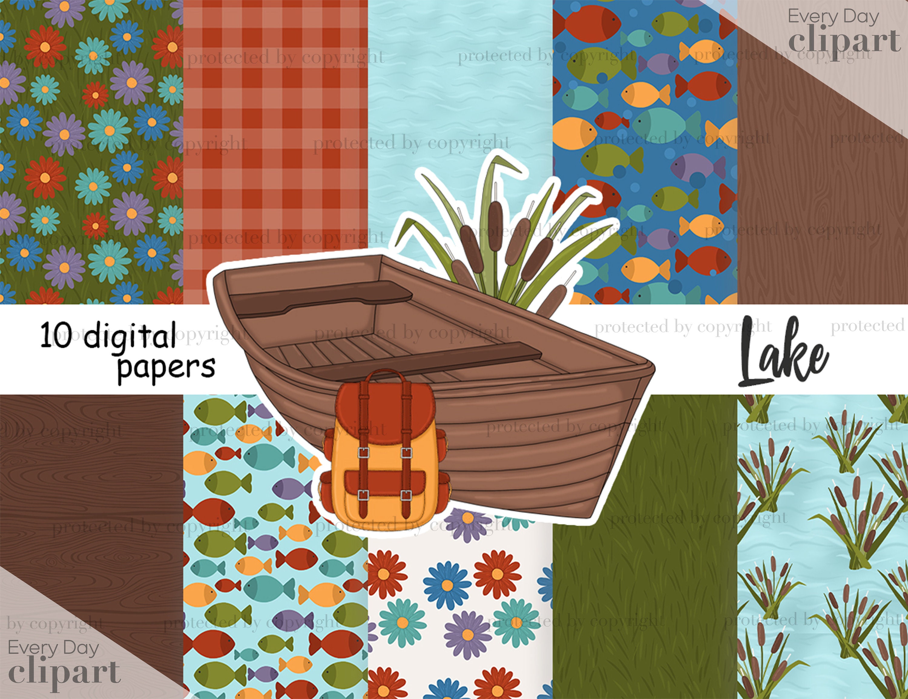 Lake Digital Pattern Lake Digital Paper Summer Digital Paper Etsy