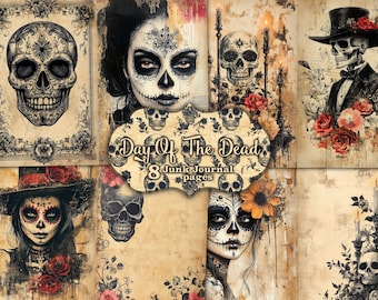 Tag der Toten Junk Journal Seiten, Sugar Skull Ephemera (Digitaler Download)