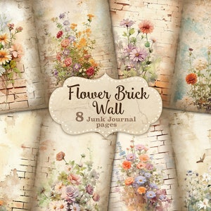 Páginas de diário de lixo de flores, kit de diário de lixo floral, folha de colagem digital de flores, suprimentos de diário de lixo, diário de arte de flores de verão, diário