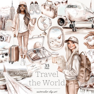 Travel Clipart: Vacation Adventure PNG Graphics (Digital Download) image 1