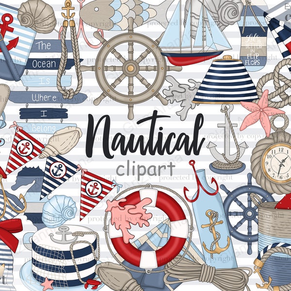 Nautical Clipart, Nautical Planner, Anchor Clipart for planner stickers, nautical planner graphics, Marine clipart, Travel clipart, sea png