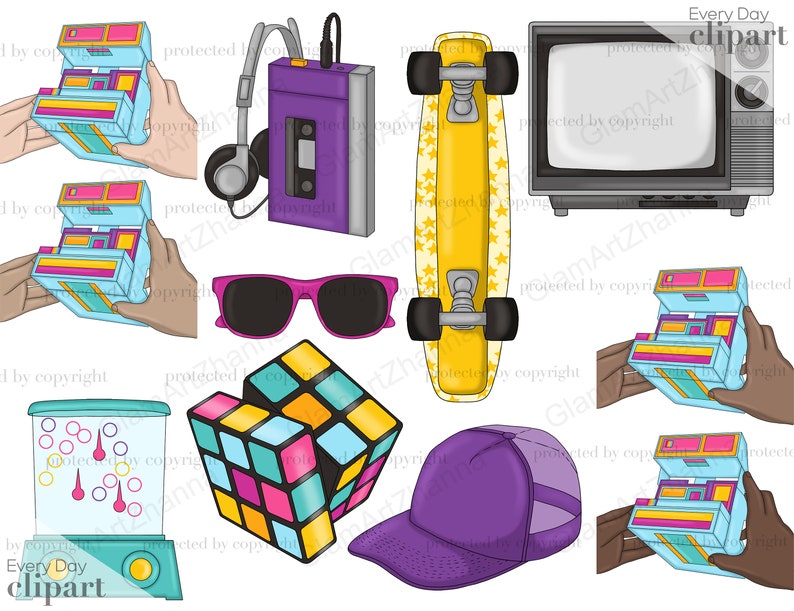 80s Clipart 90s Clipart Retro Clip Art Collection Nostalgia - Etsy